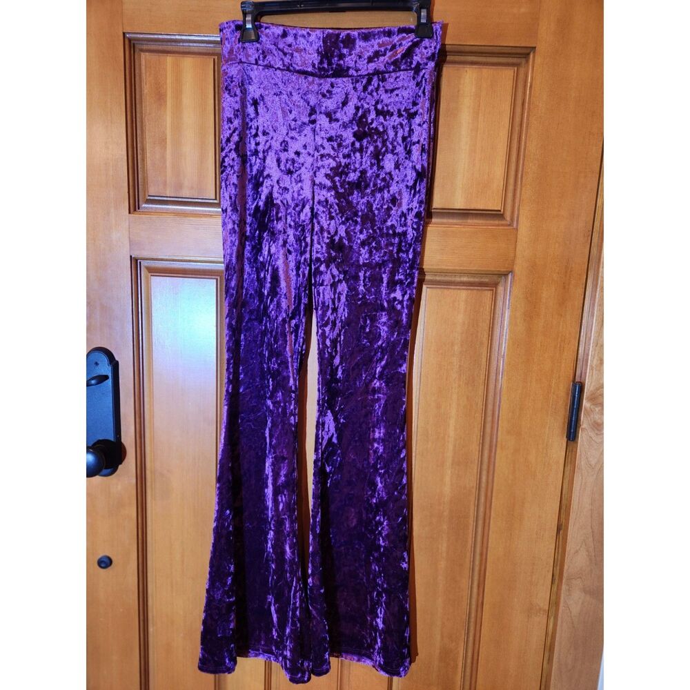Shop My Trend Purple Velour Bell Bottom Pants Pull On Women's Size M